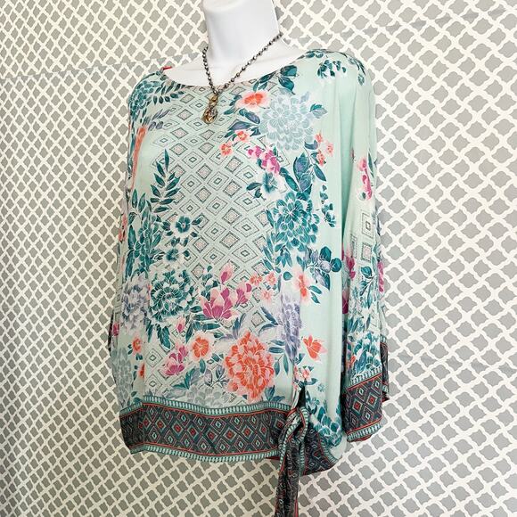 VINTAGE AMERICA Floral Side Tie Peasant Blouse, M - Picture 4 of 9